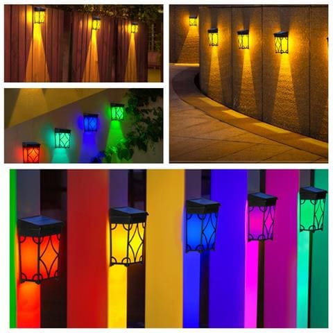 Lampada Da Parete Solare A Reticolo Retrò - Bianco Caldo E Rgb, Ip65 Impermeabile - Foto 2