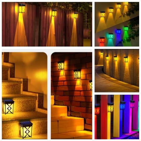 Lampada Da Parete Solare A Reticolo Retrò - Bianco Caldo E Rgb, Ip65 Impermeabile - Foto 4