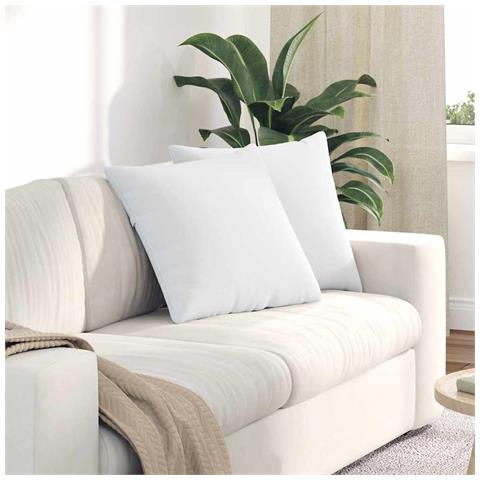 Cuscini da Divano 2 pcs Bianco 50 x 50 cm Tessuto - Foto 2