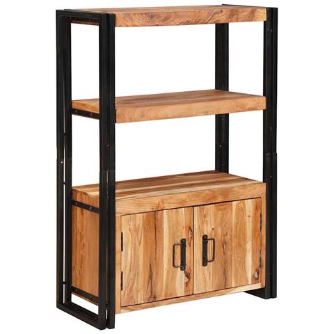 Libreria con Porte Marrone Legno massello di acacia e metallo - Foto 1