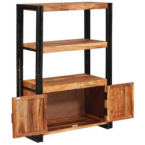 Libreria con Porte Marrone Legno massello di acacia e metallo - Foto 2