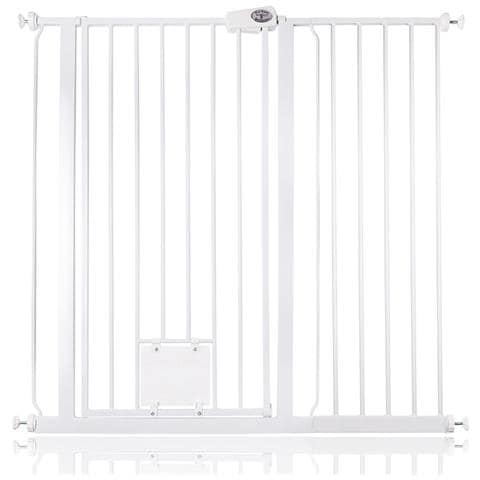 Bettacare Cancelletto Per Animali Con Gattaiola Bloccabile, 107.4cm - 115cm, Bianco, Altezza Di 104cm - Foto 1
