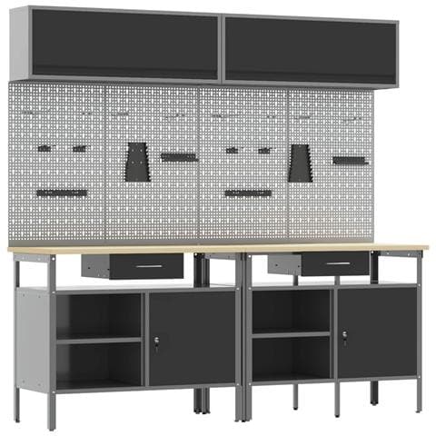 Set banco da lavoro con cassetto con blocco 8 pcs Nero e Grigio - Foto 1