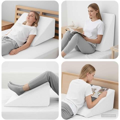 Cuscino per Gambe Bianco 60 x 50 x 30 cm Schiuma Memory - Foto 2