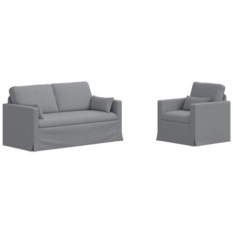 Divano 2 pcs Grigio chiaro 158 x 78 x 80 cm Tessuto - Foto 1