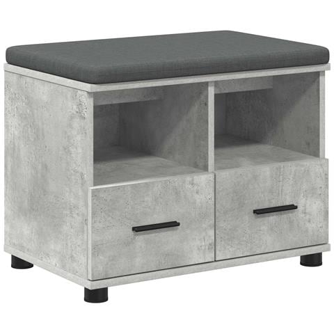 Panca per ingresso con cuscino Grigio Cemento 60 x 38 x 46 cm - Foto 1