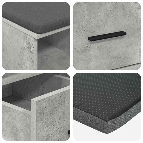 Panca per ingresso con cuscino Grigio Cemento 60 x 38 x 46 cm - Foto 9