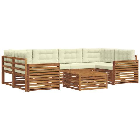 Set di divani da esterno con cuscino 8 pcs Naturale e Crema - Foto 1
