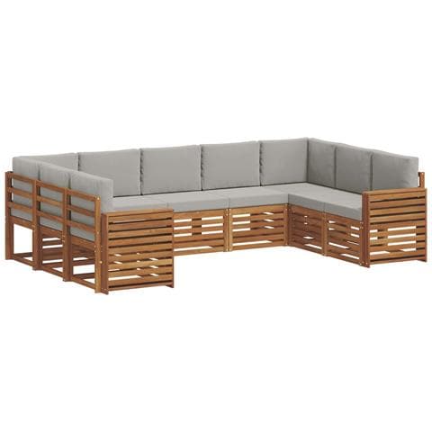 Set divani con cuscino 9 pcs Grigio Naturale e Chiaro - Foto 1