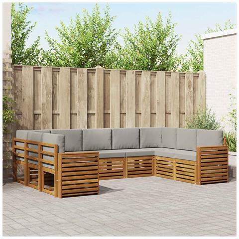 Set divani con cuscino 9 pcs Grigio Naturale e Chiaro - Foto 2