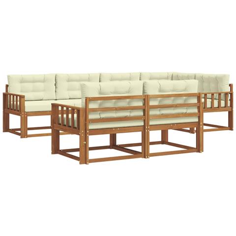 Set di divani da esterno con cuscino 7 pcs Naturale e Crema - Foto 1