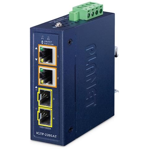 IP30 Compact size 2-Port IGTP-2205AT convertitore multimediale di rete Blu - Foto 1