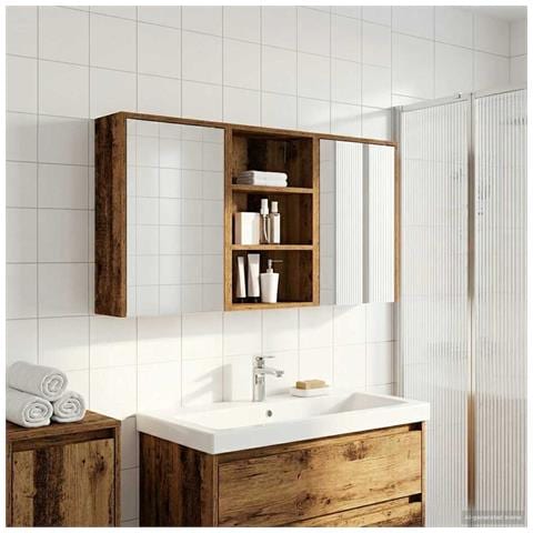 Set di Armadi da Bagno con lo scaffale 3 pcs 126 x 16 x 62.5 cm - Foto 2