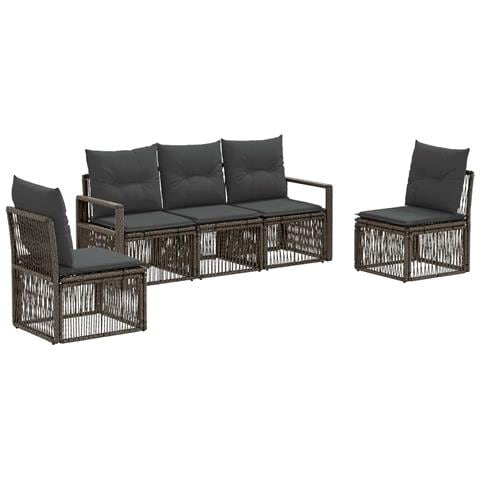 Set Divano da Giardino 5 pcs Grigio polyrattan - Foto 1