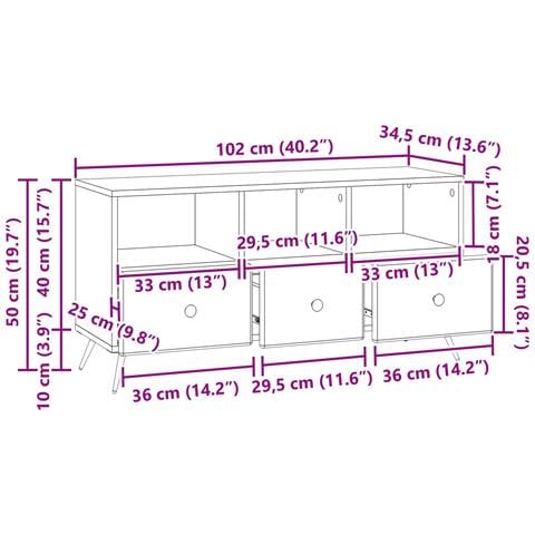 Mobile TV con cassetto Rovere Artigianale 102 x 34,5 x 50 cm - Foto 9