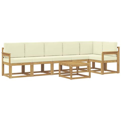 Set di divani da esterno 7 pcs Bianco e Crema Poliestere - Foto 1