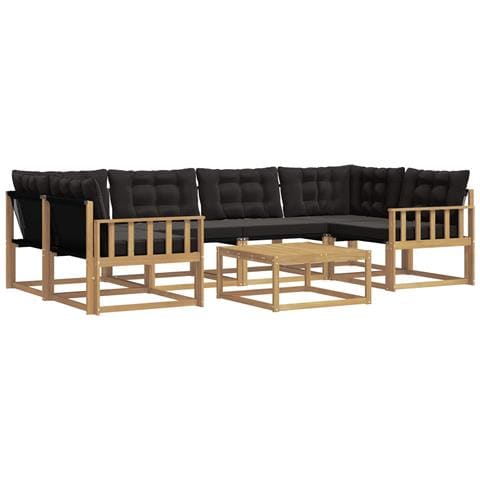 Set di divani da esterno 7 pcs Bianco e Nero 79 x 79 x 37 cm - Foto 1