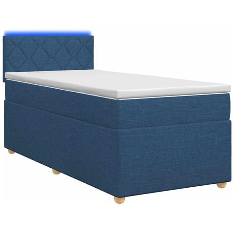 Letto box spring con materasso Blu 90 x 190 cm Tessuto - Foto 1