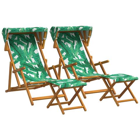 Lettino 4 pcs 3 Posizione Legno di Eucalipto Massello - Foto 1