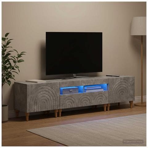 Mobile TV LED a 3 pezzi Grigio Cemento Legno ingegnerizzato - Foto 9