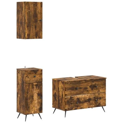 Set di armadietti da bagno in 3 pezzi BREDA Rovere Fumo - Foto 1