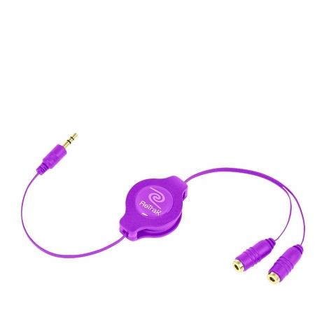 Cavo Splitter Rettrattile Per 2 Auricolari Eucablesplrl Porpora 0816983011380 - Foto 1