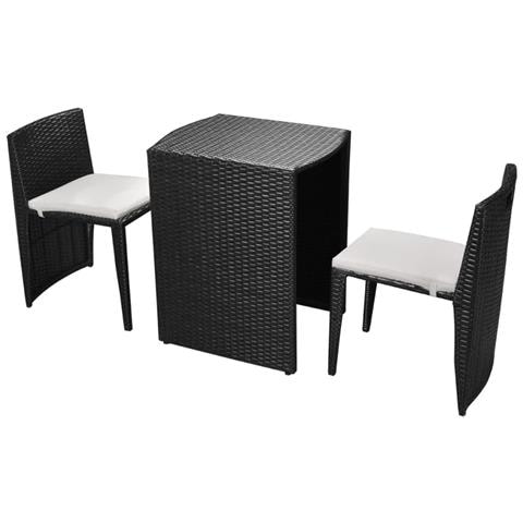 Set Tavolo Sedie Da Giardino 5 Pz Polirattan Impermeabile Nero - Foto 1
