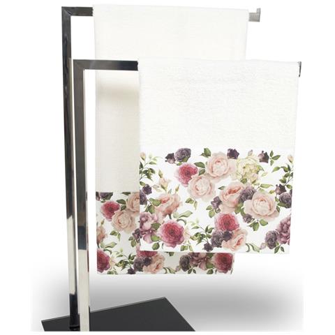 Set Asciugamani E Teli Bagno In Stampa Digitale Linea Fresh Dis. Rose Telo Bagno Rose - Foto 3
