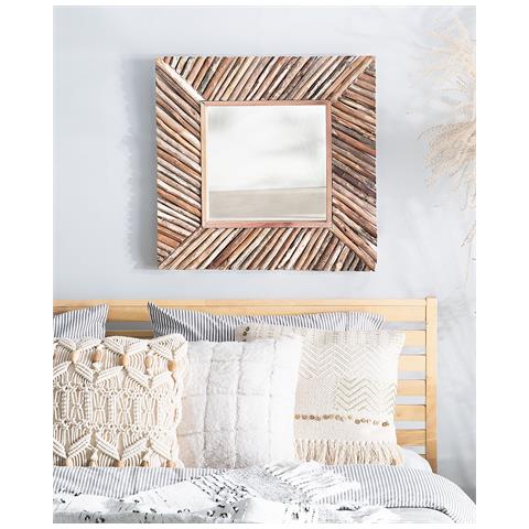 Specchio Da Muro In Legno Chiaro 60 X 60 Cm Kanab - Foto 12