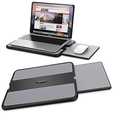 Portable Laptop Giro Scrivania W Retractable Sinistra Destro Del Mouse Vassoio Del Rilievo Antiscivolo Scudo Termico Tablet Computer Portatile Della Tabella Del Basamento W Stabile Stabile Raffreddamento Lavori Di Superficie Per Divano Letto - Foto 1