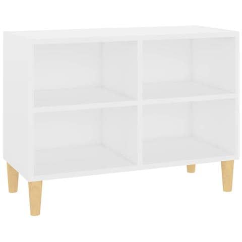 Mobile TV con Gambe in Legno Massello Bianco 69,5x30x50 cm - Foto 1