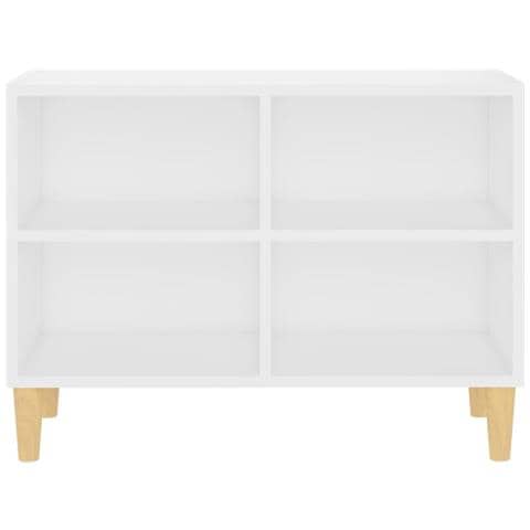 Mobile TV con Gambe in Legno Massello Bianco 69,5x30x50 cm - Foto 6