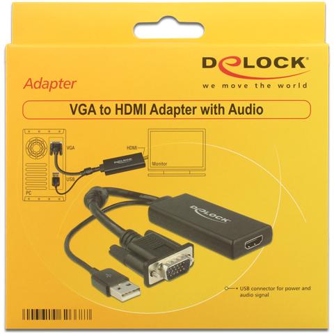 0.25m VGA+USB2.0-A / HDMI 0.25m HDMI VGA (D-Sub) + USB Nero - Foto 1