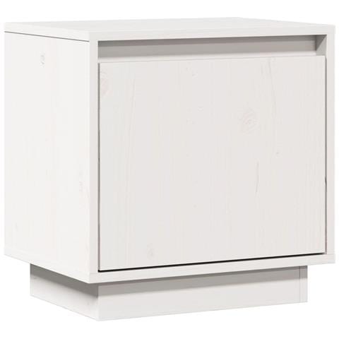 Comodino Bianco 40x30x40 Cm In Legno Massello Di Pino - Foto 2
