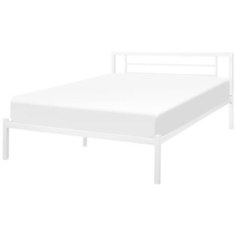 Letto In Metallo Bianco Con Rete A Doghe 140 X 200 Cm Cusset - Foto 1
