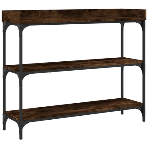 Tavolino Consolle Con Ripiani Rovere Fumo 100x30x80 Cm - Foto 2