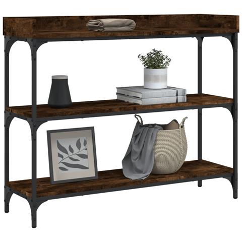 Tavolino Consolle Con Ripiani Rovere Fumo 100x30x80 Cm - Foto 3