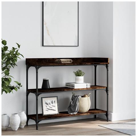 Tavolino Consolle Con Ripiani Rovere Fumo 100x30x80 Cm - Foto 1