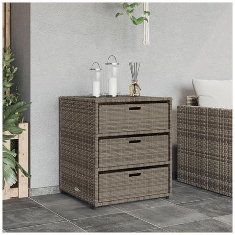 Armadietto Portaoggetti Giardino Grigio 55x59x69cm Polyrattan - Foto 3