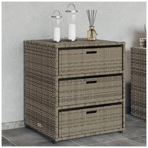 Armadietto Portaoggetti Giardino Grigio 55x59x69cm Polyrattan - Foto 1