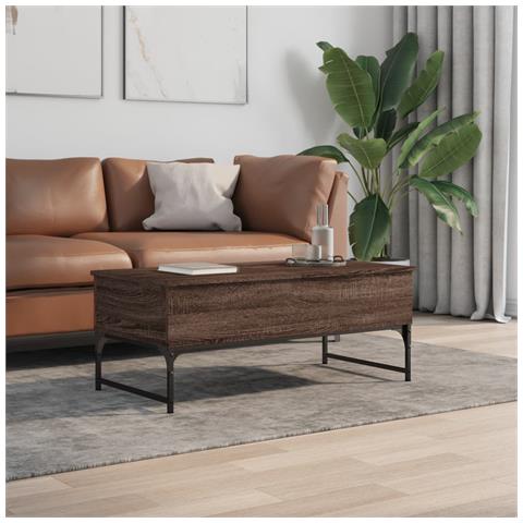 Tavolino Salotto Rovere Marrone 100x50x40cm Multistrato Metallo - Foto 3