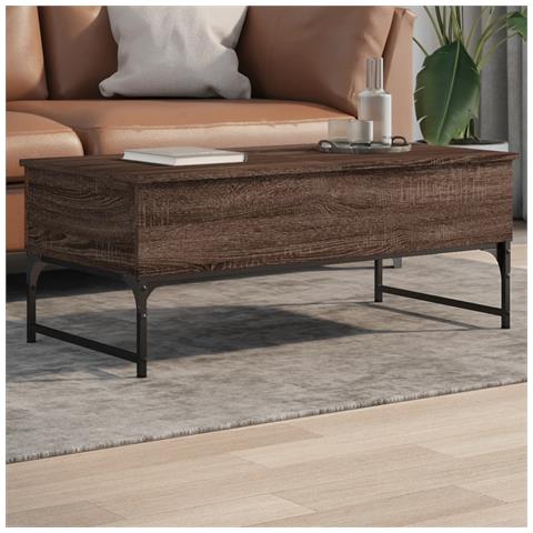 Tavolino Salotto Rovere Marrone 100x50x40cm Multistrato Metallo - Foto 1