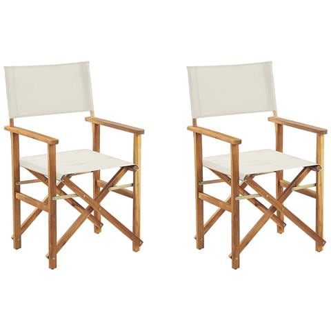 Set 2 Sedie Pieghevoli in Legno di Acacia e Tessuto 50x50x91 cm - Foto 1