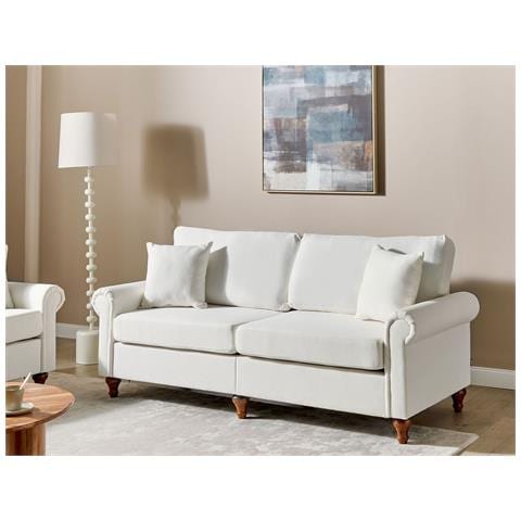 Divano 3 Posti Ginnerup Tessuto Bianco Sporco - Foto 1