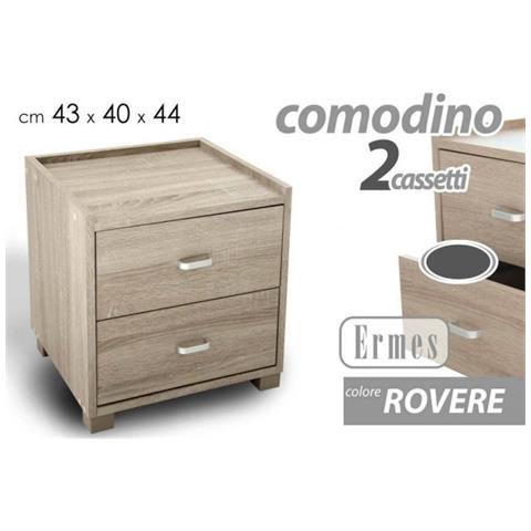Trade Shop - Comodino Camera Letto Moderno 2 Cassetti Legno Rovere 44x43x40cm Mobile 623462 - Foto 1