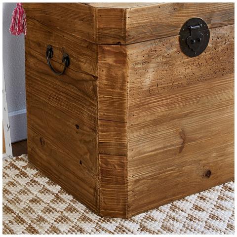 Baule Cassetta Contenitore Da Interno In Legno Di Pino 54x50x58 Cm Living Mini - Foto 2