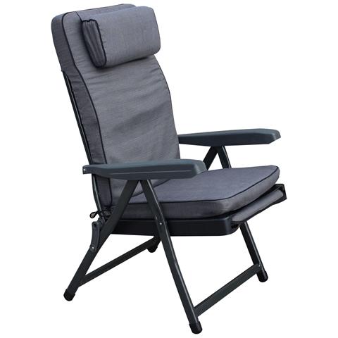 Poltrona Sdraio Con Cuscino Relax Schienale Reclinabile E Carrello Poggiapiedi Paradise - Grey - Foto 1