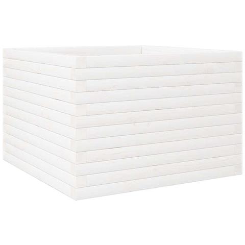 Fioriera Da Giardino Bianca 70x70x46 Cm Legno Massello Di Pino - Foto 1