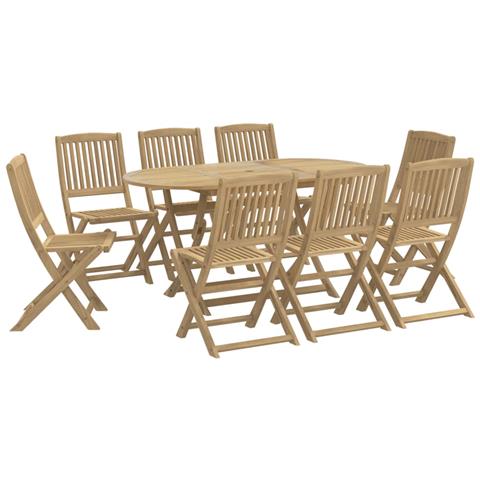 Set Da Pranzo Da Giardino 9 Pz Legno Massello Di Acacia - Foto 2