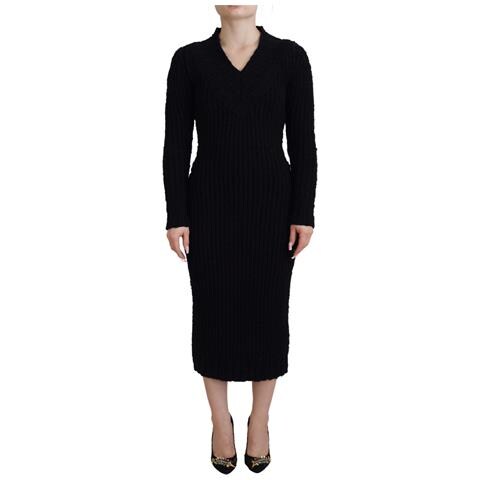 Abito Maglione Tubino Lavorato A Maglia Di Lana Nera - It36 - Xs - Foto 1